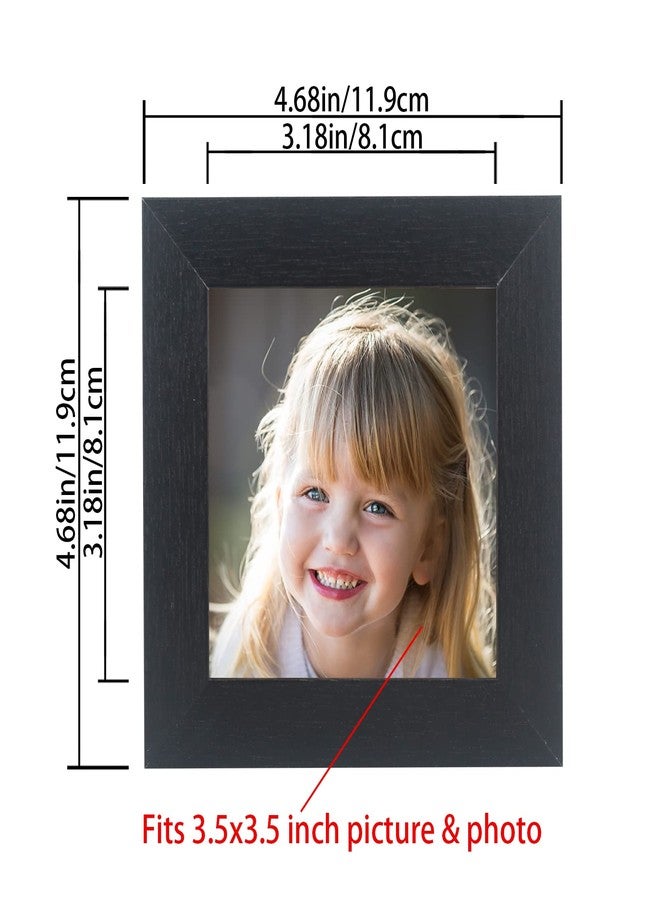 LTYHHK 3.5x3.5 Picture Frames Solid Wood 3.5x3.5 inch Square Poster Frame for Wall 3.5x3.5 inch Photo Frames Family Black (HB3535) - Image 2